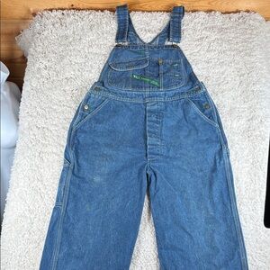 Key Imperial Indigo Denim Garment Washed Zipper Fly Bib Overall, Size 38
